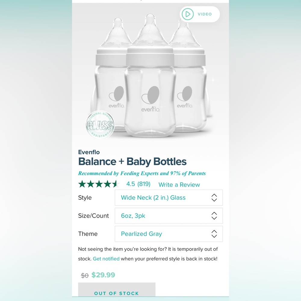 Evenflo Wide Neck Bottles